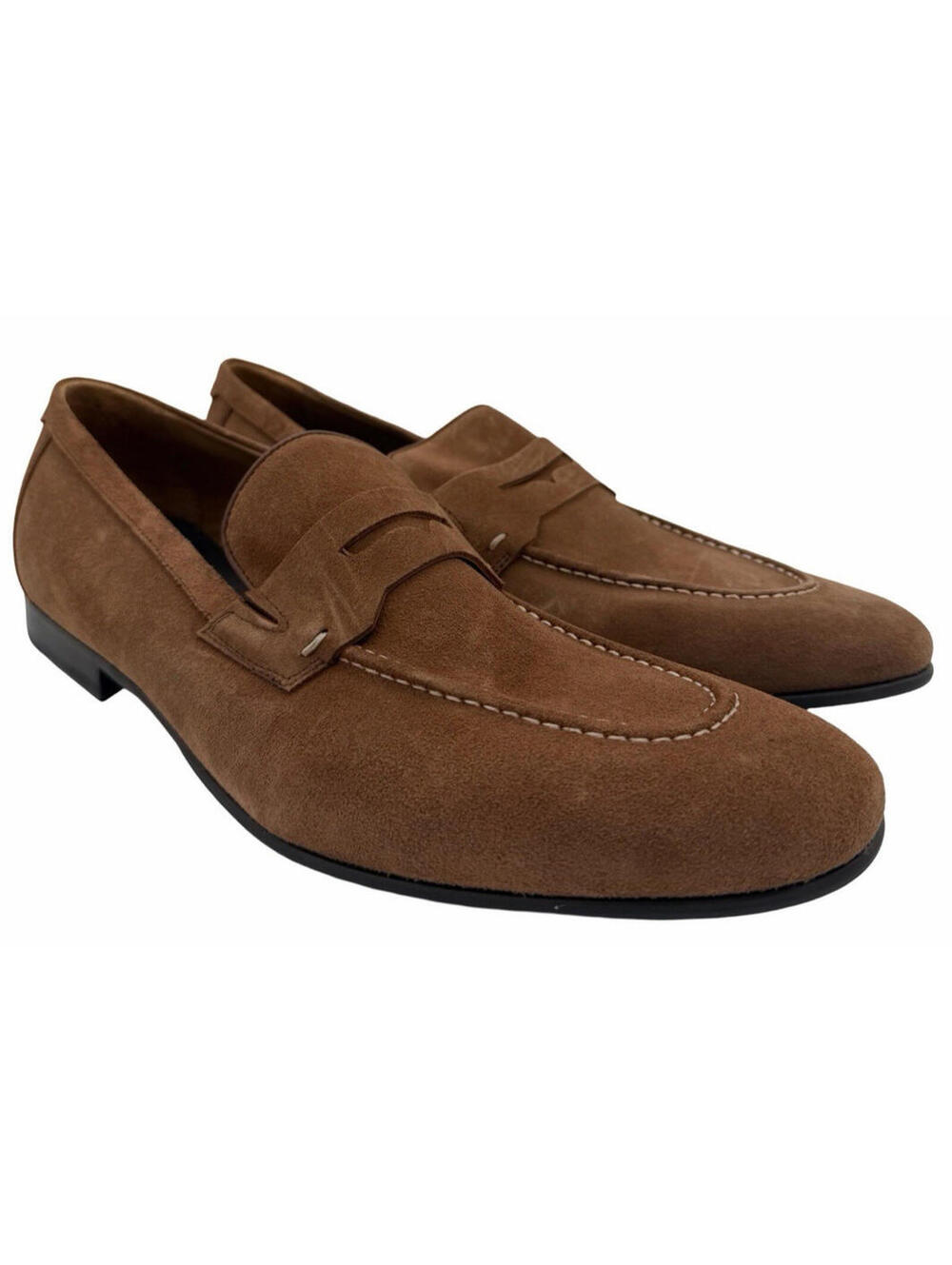 Gianfranco Butteri Penny Loafers Leather Suede Brown Size EU 46 | US 13